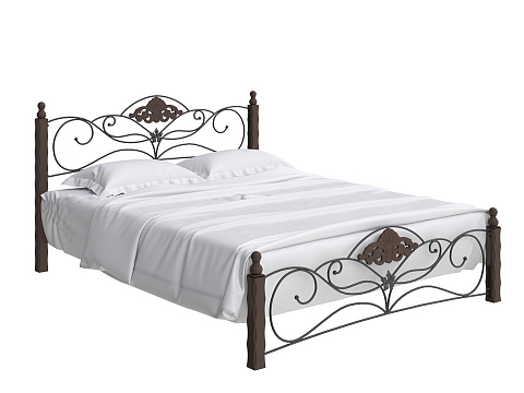 Железная кровать Garda 2R - Кровать из массива березы с фигурной металлической решеткой.