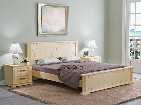 Кровать полуторная Milena-М - Модель из маcсива. Изголовье украшено декоративной резкой.