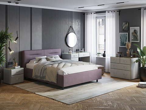 Кровать из экокожи Nuvola-8 NEW - Кровать в лаконичном стиле с горизонтальной отстрочкой  в изголовье