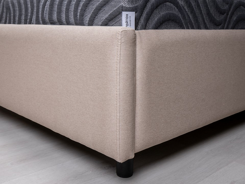 Кровать Nuvola-8 NEW 160x200 Ткань: Рогожка Тетра Имбирь - Кровать в лаконичном стиле с горизонтальной отстрочкой  в изголовье