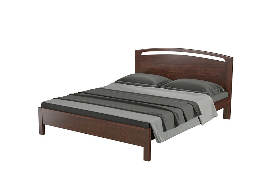 Кровать Веста 1-тахта-R 140x200 Массив (сосна) Венге - Кровать из массива с одинарной резкой в изголовье.