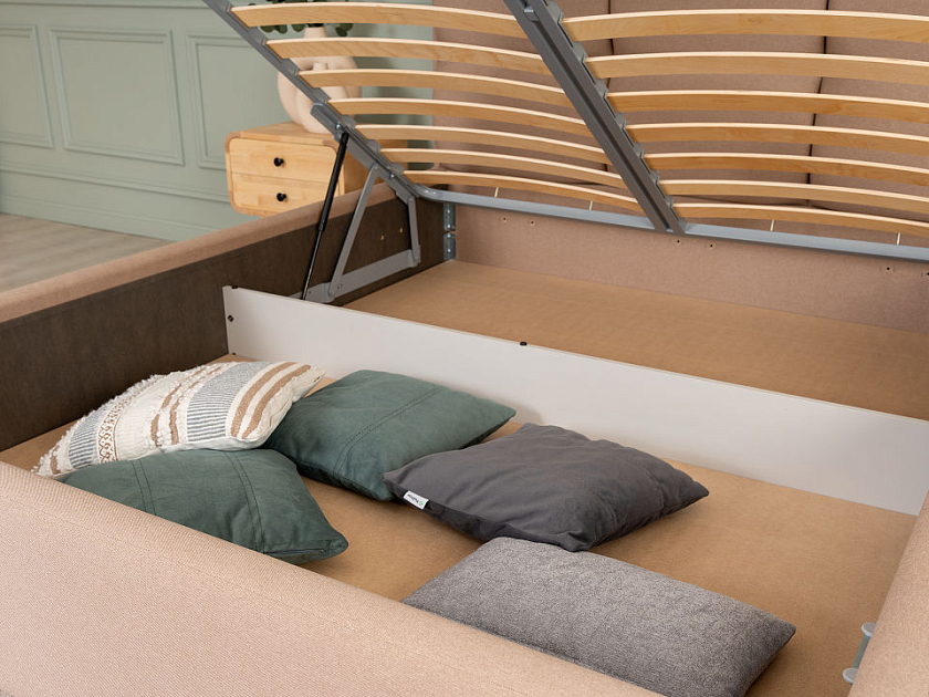 Кровать Malina 80x190 Ткань: Рогожка Тетра Ореховый - Изящная кровать без встроенного основания из массива сосны с мягкими элементами.
