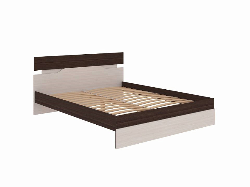 Кровать Milton 160x200 ЛДСП Дуб Венге/Белый - Современная кровать с оригинальным изголовьем.