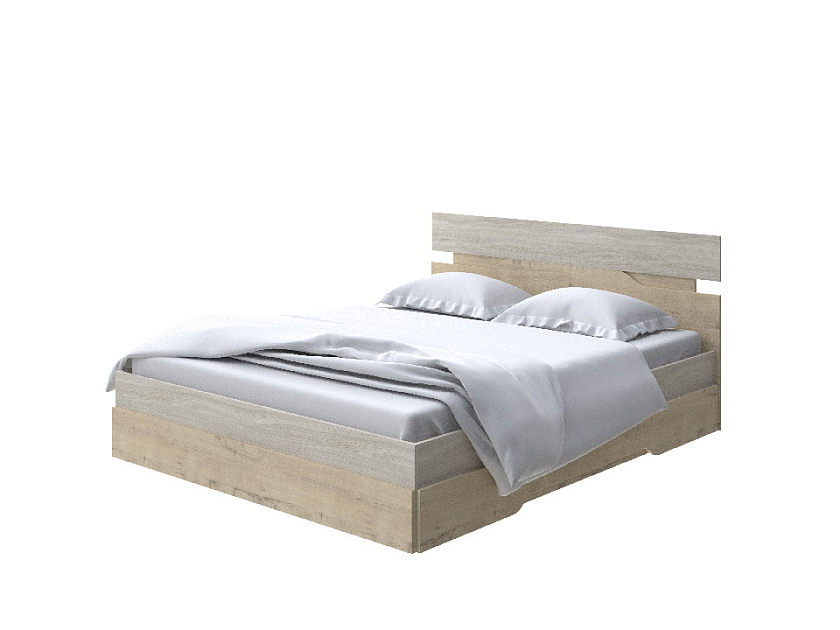 Кровать Milton 160x190 ЛДСП Ясень Шимо Светлый/Бунратти - Современная кровать с оригинальным изголовьем.