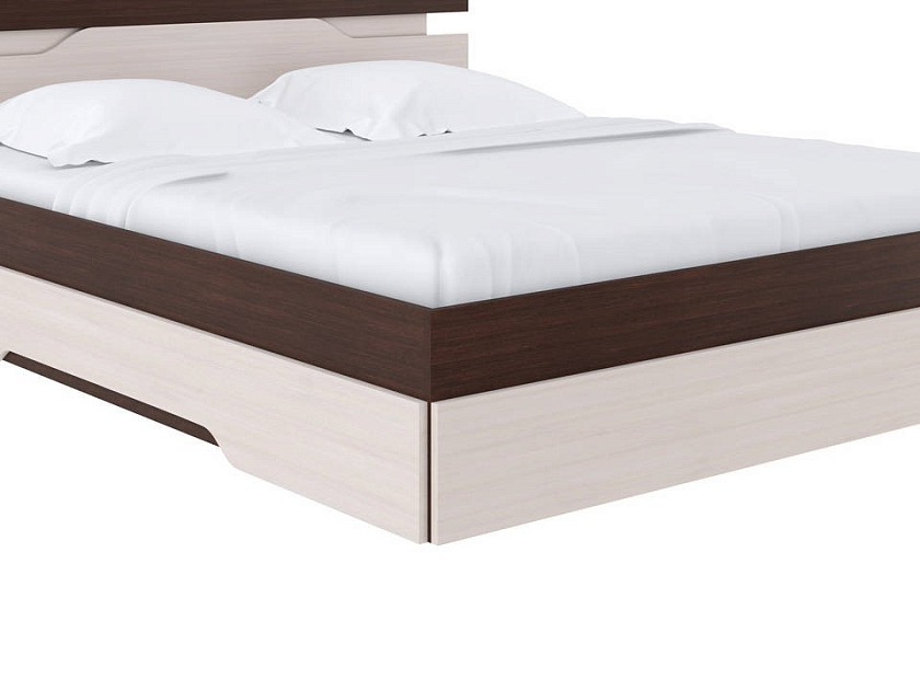 Кровать Milton 160x200 ЛДСП Ясень Шимо Светлый/Дуб Венге - Современная кровать с оригинальным изголовьем.