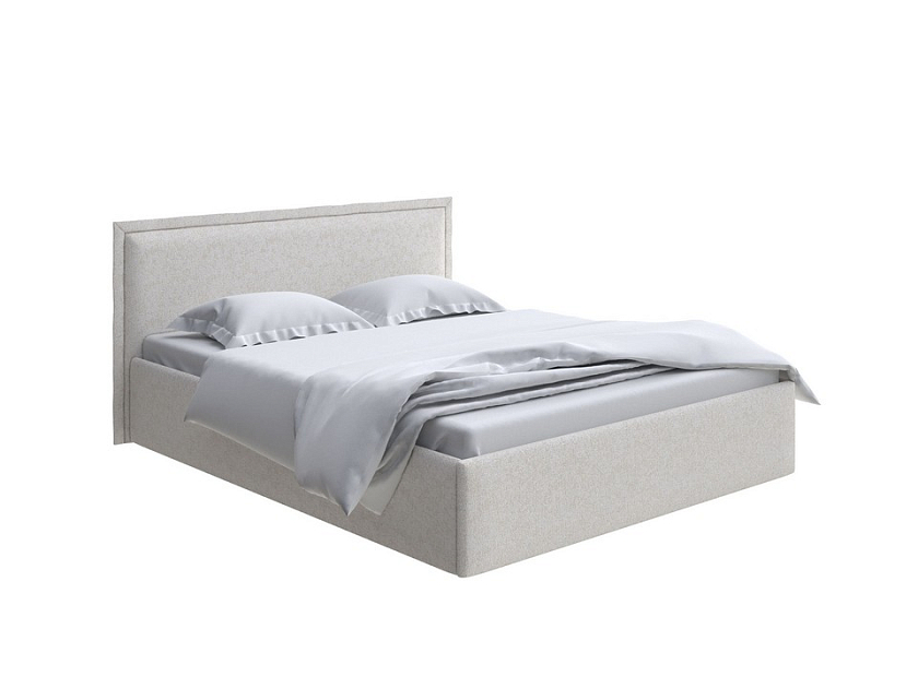 Кровать Aura Next 140x200 Ткань: Рогожка Levis 12 Лён - Кровать в лаконичном дизайне в обивке из мебельной ткани