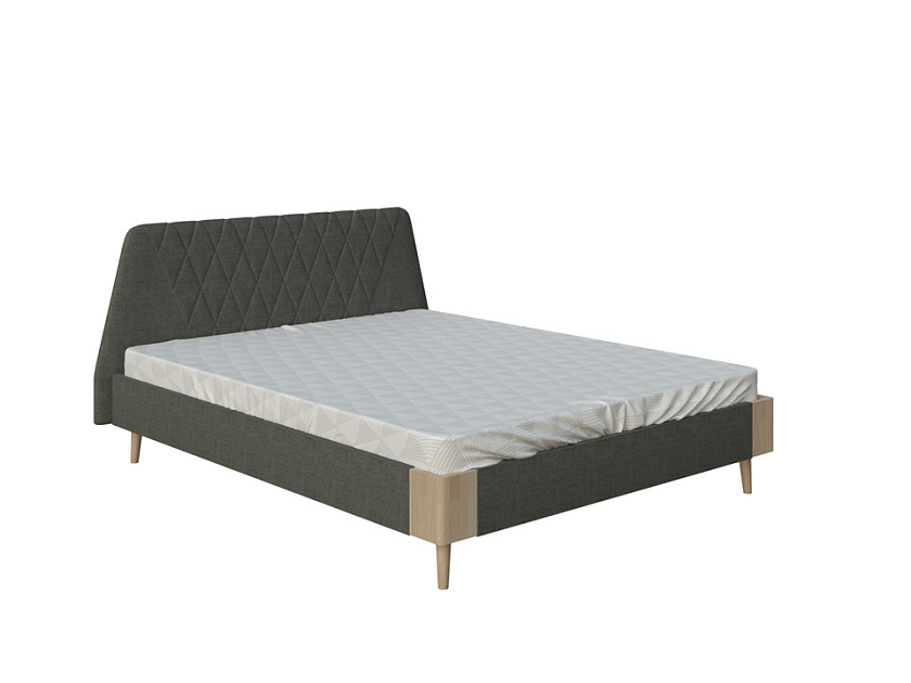 Кровать Lagom Hill Soft 160x200 Ткань/Массив (береза) Levis 78 Джинс/Масло-воск Natura (Береза) - Оригинальная кровать в обивке из мебельной ткани.