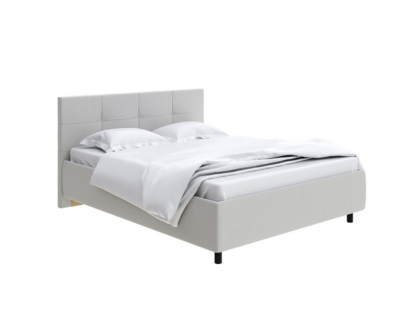 Кровать Next Life 1 160x200 Ткань: Рогожка Тетра Молочный - Современная кровать в стиле минимализм с декоративной строчкой