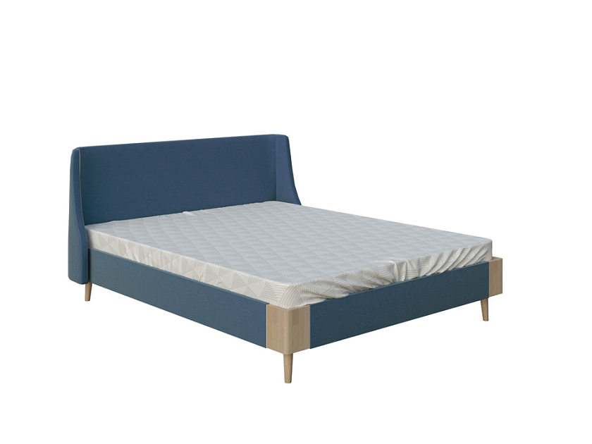 Кровать Lagom Side Soft 120x200 Ткань/Массив (береза) Beatto Пастила/Масло-воск Natura - Оригинальная кровать в обивке из мебельной ткани.