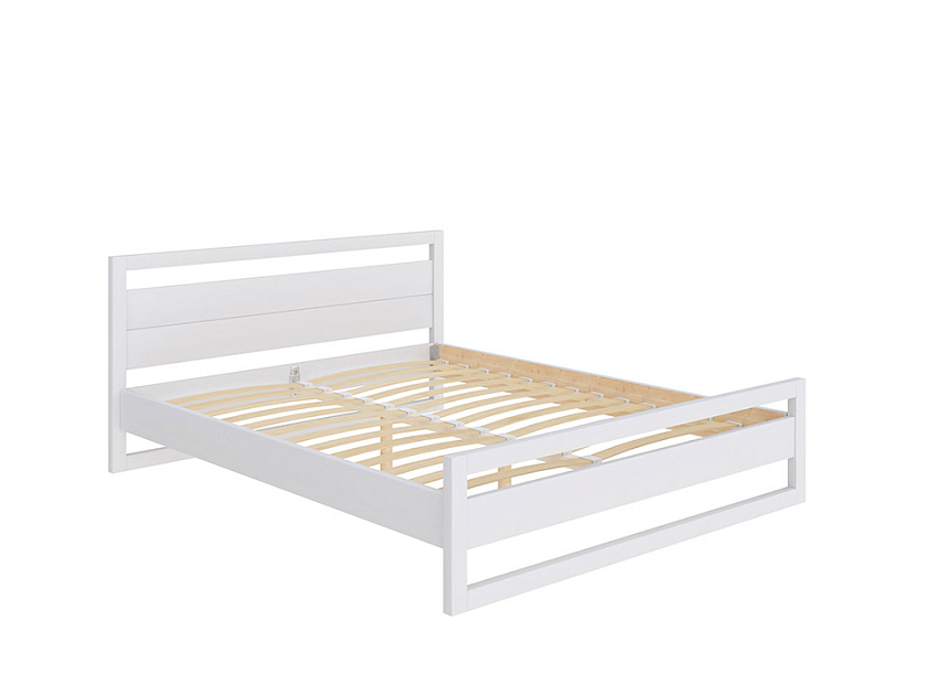Кровать Kvebek 80x180 Массив (сосна) Белая эмаль - Элегантная кровать из массива дерева с основанием