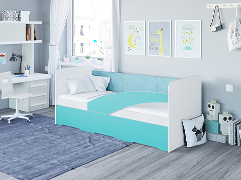 Кровать в стиле минимализм Child - Детская кровать из ЛДСП со встроенным основанием и 3 выкатными ящиками