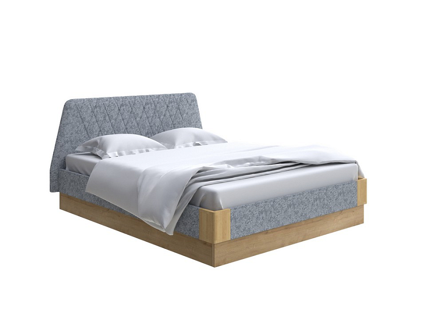 Кровать Lagom Hill Soft с подъемным механизмом 160x200 Ткань/Массив (береза) Levis 85 Серый/Масло-воск Natura (Береза) - Кровать со встроенным основанием. 