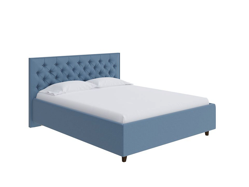 Кровать Teona 160x200 Ткань: Рогожка Тетра Голубой - Кровать с высоким изголовьем, украшенным благородной каретной пиковкой.