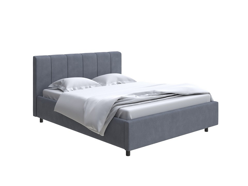 Кровать Nuvola-7 NEW 200x200 Ткань: Рогожка Тетра Графит - Современная кровать в стиле минимализм